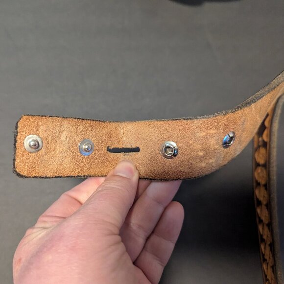 Vintage Tooled Leather Belt Western Boho Embossed Southwest Rodeo Unisex - Picture 6 of 8
